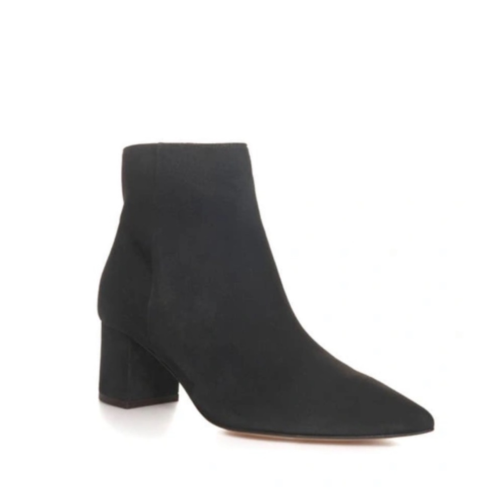 L'AGENCE NEW Jeanne Block Heel Bootie Charcoal Gray Pointed Toe Size 8.5 38.5 EU